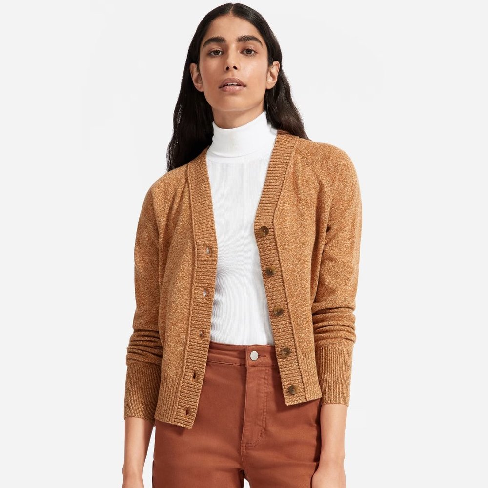 Everlane cashmere and wool varsity cardigan (M)